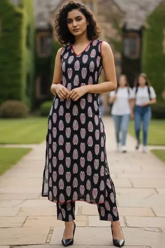Women ethnic motifs printed regular pure cotton kurta with trousers & with dupatta