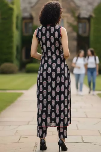 Women ethnic motifs printed regular pure cotton kurta with trousers & with dupatta
