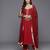 Maroon gota detailed sleeveless kurta with trouser and dupatta