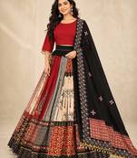 Multicolor Muslin Cotton Navratri Chaniya Choli with Real Mirror Work & Dupatta