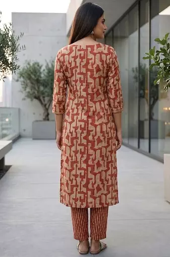 Women printed regular kurta with trousers & with dupatta