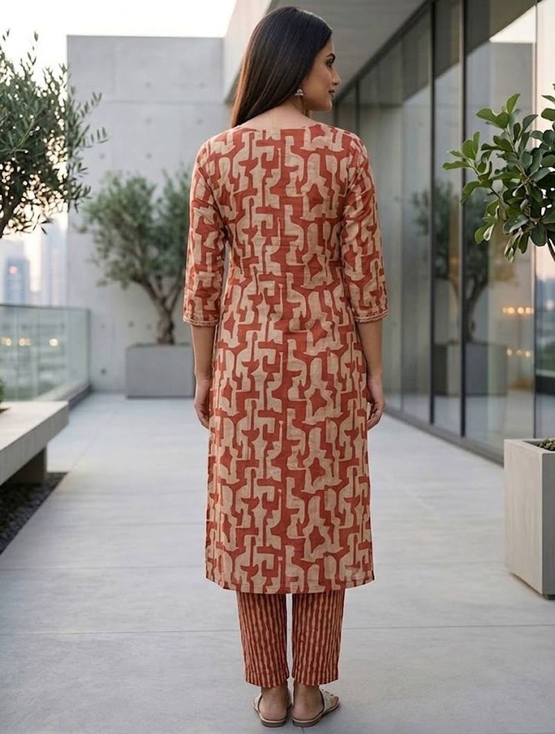 Women printed regular kurta with trousers & with dupatta