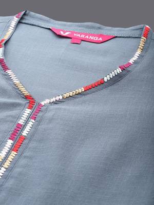Straight thread work kurta with trousers & dupatta 2