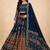 Navy Blue Muslin Cotton Navratri Chaniya Choli with Mirror Work & Dupatta