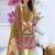 Women printed regular beads and stones kurta with trousers & with dupatta