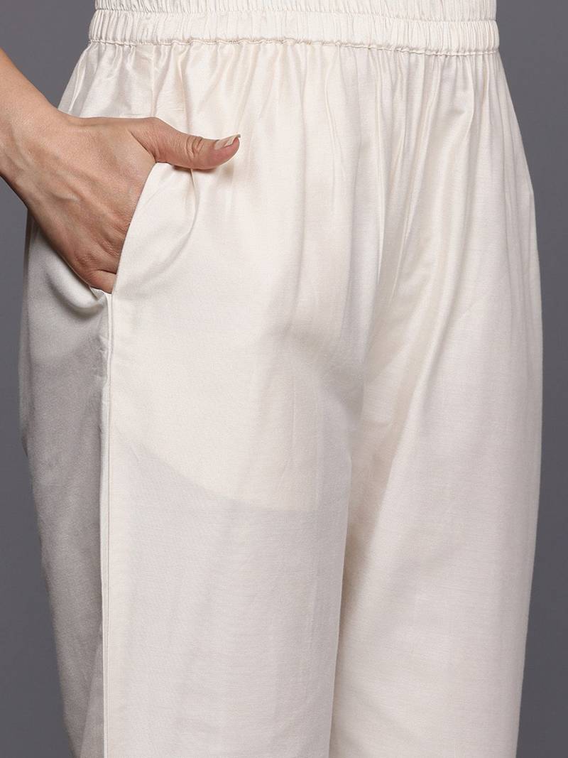 Floral yoke design regular sequinned kurta with trousers & dupatta