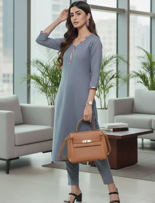 Women regular kurta with trousers & with dupatta 2