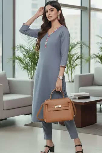 Women regular kurta with trousers & with dupatta