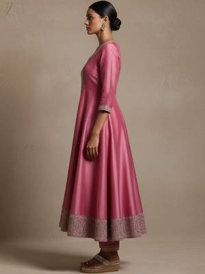 Women ethnic motifs regular thread work kurta with trousers & with dupatta 2