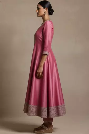 Women ethnic motifs regular thread work kurta with trousers & with dupatta