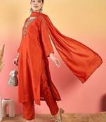 Women ethnic motifs embroidered regular kurta with trousers & dupatta