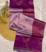 New Banarasi Silk Blend Lavender Color Woven Saree With Blouse Set For Women's
