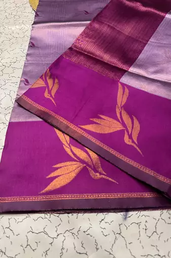 New Banarasi Silk Blend Lavender Color Woven Saree With Blouse Set For Women's