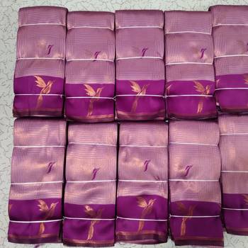 New Banarasi Silk Blend Lavender Color Woven Saree With Blouse Set For Women's 5