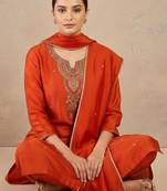 Women embroidered regular thread work kurta with trousers & with dupatta