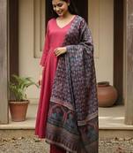 Women ethnic motifs regular kurta with trousers & with dupatta