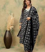 Women ethnic motifs printed regular kurta with trousers & dupatta