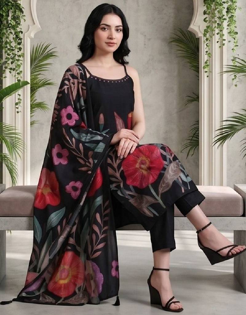 Women floral printed regular kurta with trousers & with dupatta