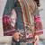 Women printed regular beads and stones kurta with trousers & with dupatta
