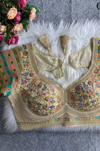 Gold sabyasachi inspired kashmiri work blouse