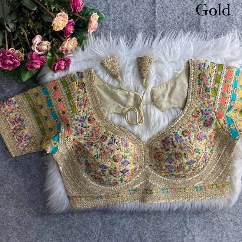 Gold sabyasachi inspired kashmiri work blouse