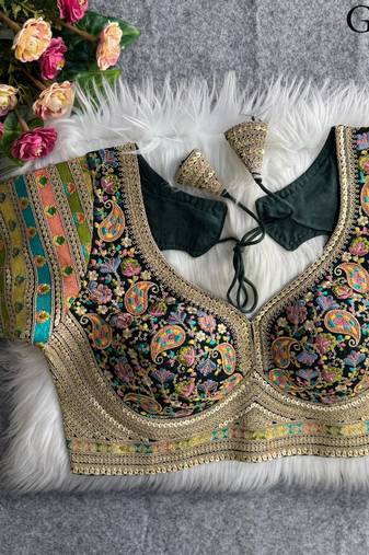 Green sabyasachi inspired kashmiri work blouse