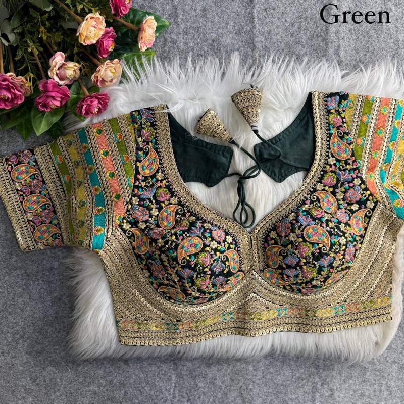 Green sabyasachi inspired kashmiri work blouse
