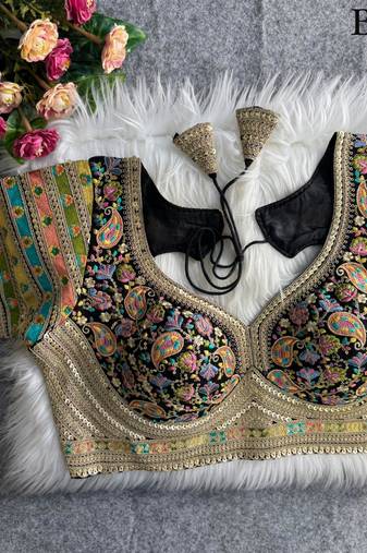 Black sabyasachi inspired kashmiri work blouse