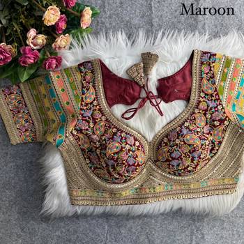 Maroon sabyasachi inspired kashmiri work blouse 1