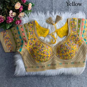 Yellow sabyasachi inspired kashmiri work blouse 1