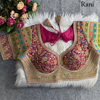 Rani pink sabyasachi inspired kashmiri work blouse 1