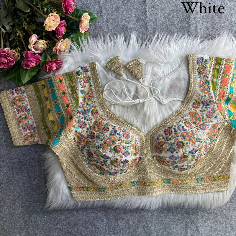 White sabyasachi inspired kashmiri work blouse