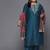 Women plus size teal blue yoke design chanderi silk kurta with trousers & dupatta