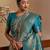 blue woven pure silk blend designer pallu saree with blouse