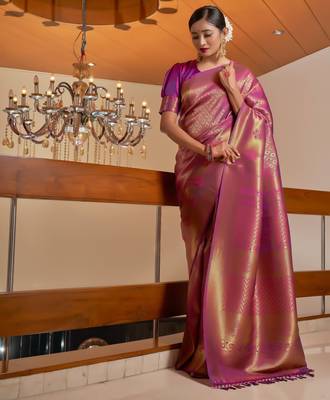 wine woven pure silk blend designer pallu saree with blouse 1