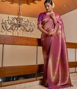 wine woven pure silk blend designer pallu saree with blouse