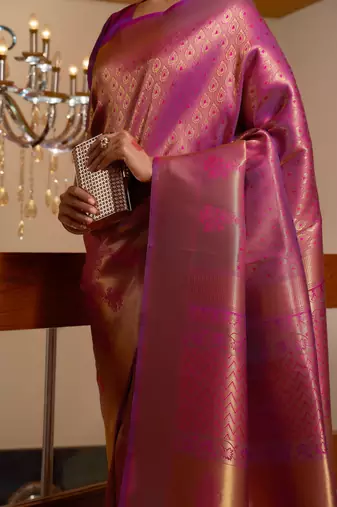 wine woven pure silk blend designer pallu saree with blouse
