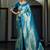 blue woven pure silk blend designer pallu saree with blouse