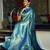 blue woven pure silk blend designer pallu saree with blouse