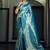 blue woven pure silk blend designer pallu saree with blouse