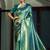 teal blue woven pure silk blend designer pallu saree with blouse