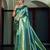 teal blue woven pure silk blend designer pallu saree with blouse