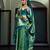 teal blue woven pure silk blend designer pallu saree with blouse
