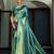 teal blue woven pure silk blend designer pallu saree with blouse
