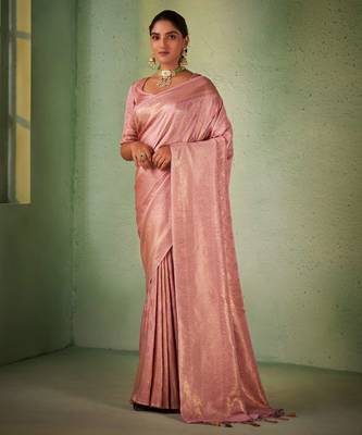 pear woven pure silk blend designer pallu saree with blouse 1