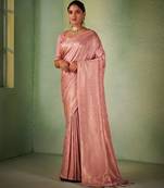 pear woven pure silk blend designer pallu saree with blouse
