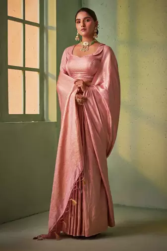 pear woven pure silk blend designer pallu saree with blouse