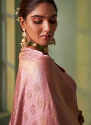 pear woven pure silk blend designer pallu saree with blouse 3