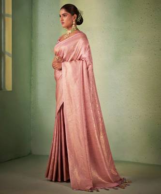pear woven pure silk blend designer pallu saree with blouse 5
