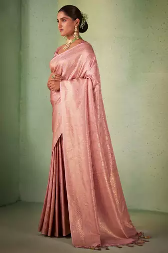 pear woven pure silk blend designer pallu saree with blouse